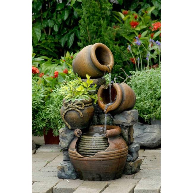 Jeco FCL055 Multi Pots Outdoor Water Fountain With Flower Pot