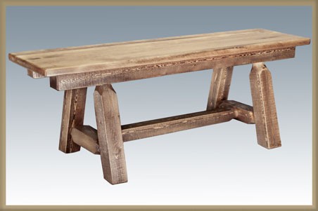 Picture of Montana Woodworks MWHCPSB6SL Homestead Collection Plank Style Bench  6 Foot Stained and Lacquered
