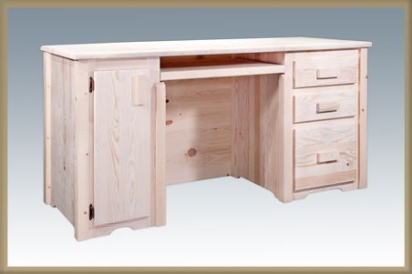 Picture of Montana Woodworks MWHCDP Homestead Collection Desk  Computer 3 Drawers  Tower Slideout Ready To Finish