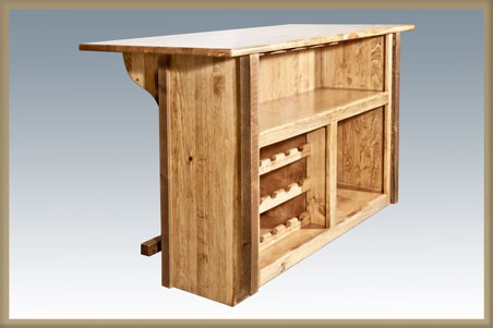 Picture of Montana Woodworks MWHCBWRDSL Homestead Collection Deluxe Bar with Foot Rail Stained and Lacquered