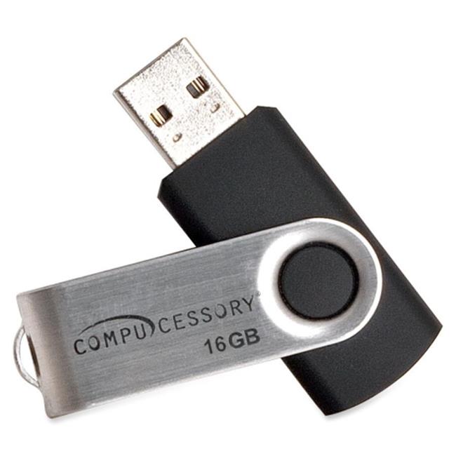 Compucessory CCS26467 Flash drive 16GB Password Protected Black- Aluminum