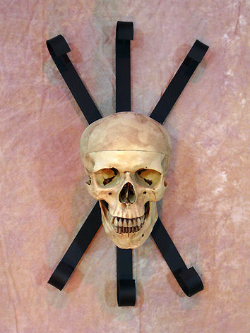 Wall Sconce Skull-Metal Life-Size Skull on Metal Structure No Candle