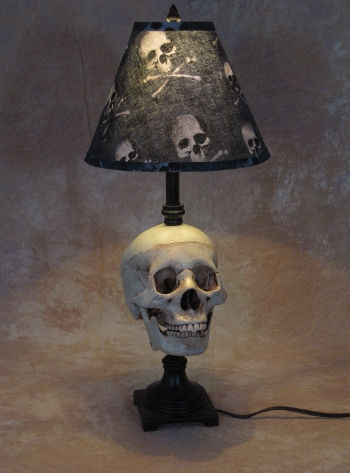 Skull desk lamp with bone shade