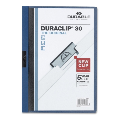 Picture of Durable Office Products DBL220307 DuraClip Report Cover  30 Sheet Capacity  11 in. x 8.5 in.  DK Blue