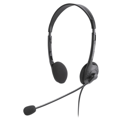 Picture of Compucessory CCS15154 Lightweight Stereo Headphones with Microphone  71 in. Cord  BK