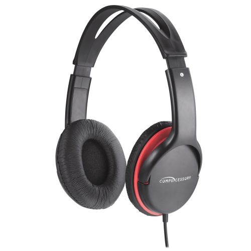 Picture of Compucessory CCS15153 Stereo Headset with Volume Control  71 in. Cord  Black- Red