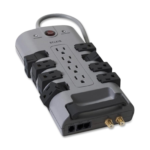 Picture of Belkin BLKBP11223008 Surge Protector&#44; 12 Outlets&#44; 4320 Joules&#44; 8 ft. Cord&#44; Gray