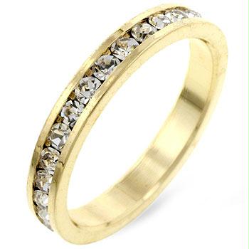 Stylish Stackables Clear CZ Gold Ring- <b>Size :</b> 04