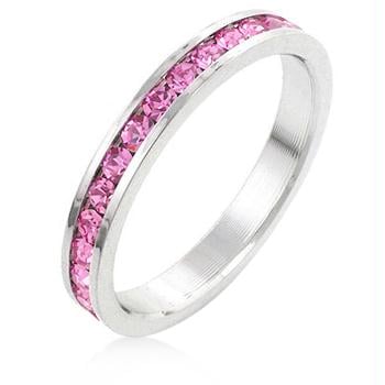 Stylish Stackables Pink Silver Ring, Size : 10