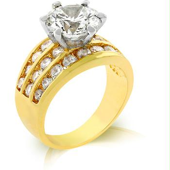 Classic Gold Engagement Ring, Size : 08
