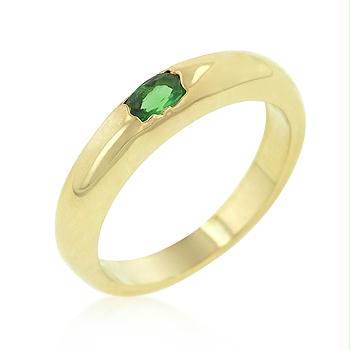 Picture of Green Oval Simple Ring&#44; <b>Size :</b> 04