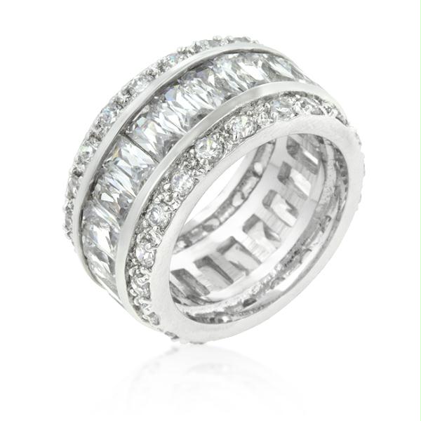 Picture of Triple Row White CZ Eternity Ring- <b>Size :</b> 07