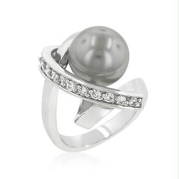 Picture of Silver Tone Knotted Simulated Pearl Ring- <b>Size :</b> 10