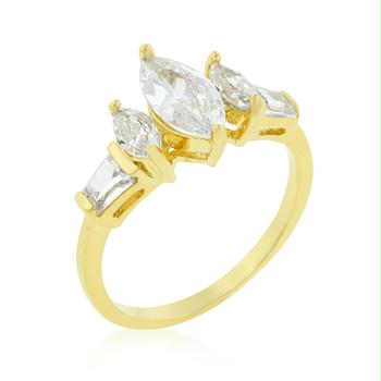Marquise Triplet Engagement Ring, <b>Size :</b> 10