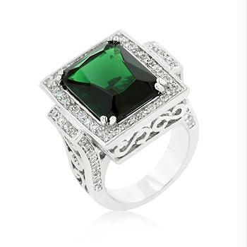 Emerald Classic Cocktail Ring- <b>Size :</b> 07