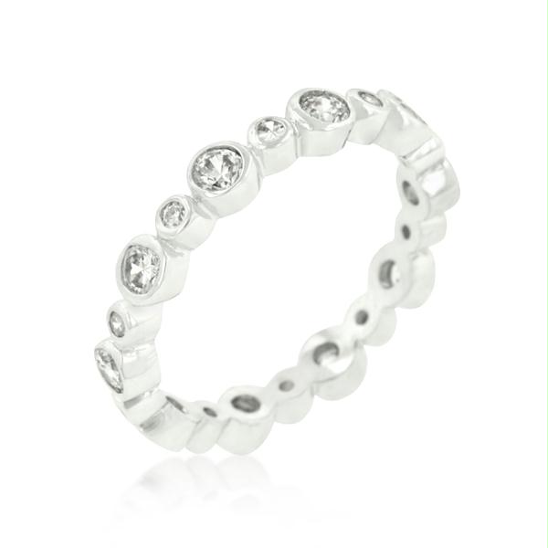 Picture of Alternating Bezel Linked Cubic Zirconia Eternity Band- <b>Size :</b> 09