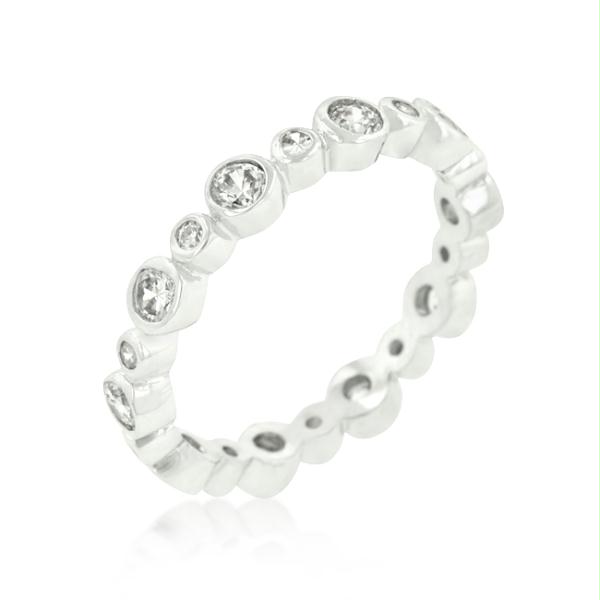 Picture of Alternating Bezel Linked Cubic Zirconia Eternity Band- <b>Size :</b> 09