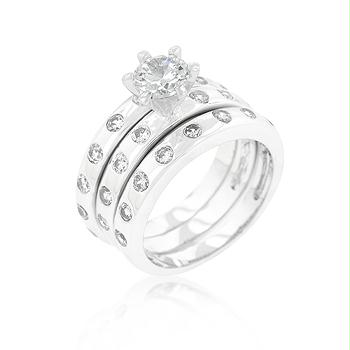 Picture of Bezel Set Engagement Ring Set&#44; <b>Size :</b> 05