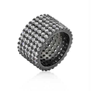 Hematite Wide Pave CZ Ring, Size : 05