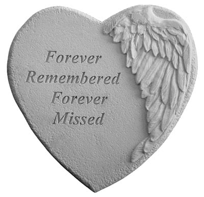 Winged Heart Memorial Stone - Forever Remembered...