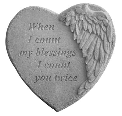 Winged Heart Memorial Stone - When I Count...