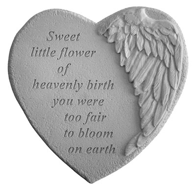Winged Heart Memorial Stone - Sweet Little Flower...