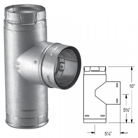 Picture of Dura-Vent 4PVP-T 4&apos;&apos; PelletVent Pro Galvalume Single Tee with Clean-Out Tee Cap