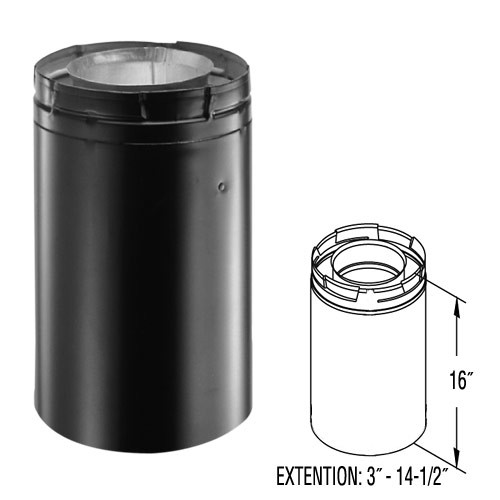 58DVA-16AB 5'' x 8'' DirectVent Pro 16'' Black Chimney Pipe Extension