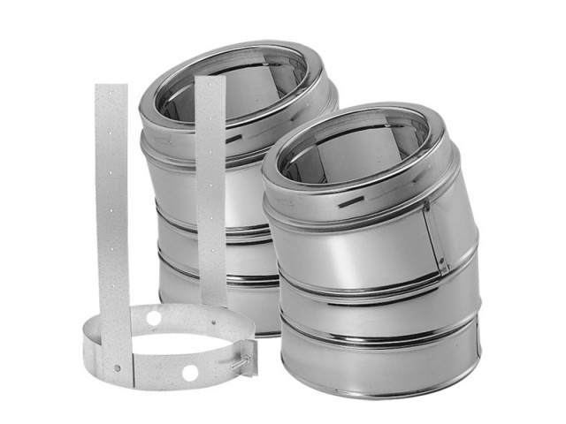 9666GAKIT 8'' Class A Chimney Pipe Galvanized 30 Degree Elbow Kit