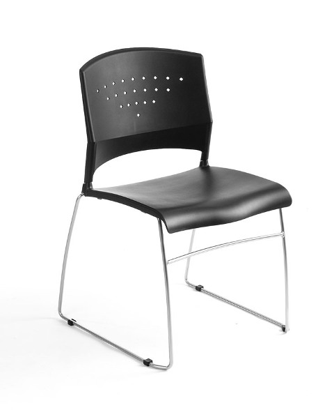 Picture of Boss B1400-BK-2 Boss Black Stack Chair With Chrome Frame 2 Pcs Pack
