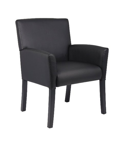 Picture of Boss B639-BK Boss Executive Box Arm Chair with Mahogany Base