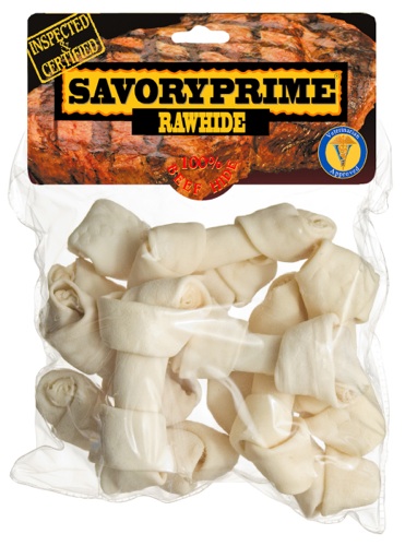 Picture of Savory Prime 00995 Small White Knotted Rawhide Bone Value Pack