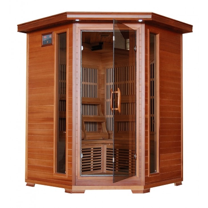 Picture of Heat Wave SA1312 Hudson Bay 3 Person Corner Carbon Cedar Heatwave Sauna