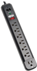 Tripp Lite 7 Outlet Black Strip  6ft. Cord  1080 Joules Protect It Surge Suppressor -  Interex By Tripp-Lite, TLP76RBTEL