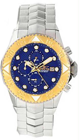 13098 Mens Pro Diver Galaxy Chronograph Stainless Steel Case and Bracelet Blue Tone Dial Watch -  Invicta