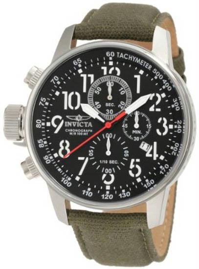 Picture of Invicta 1873 Mens Force Chronograph Stainless Steel Case Black Dial Leather and Nylon Strap Watch