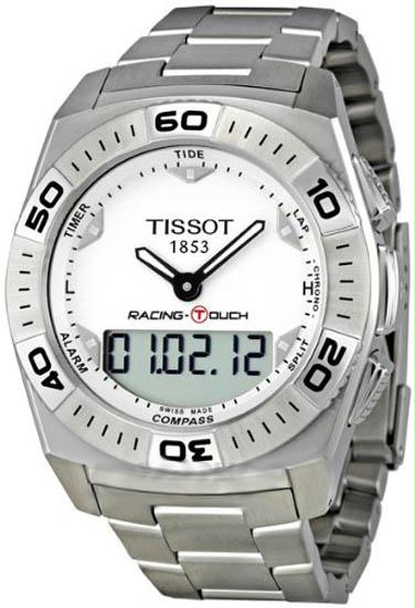 Picture of Tissot T0025201103100 Mens T-Touch Racing Analog Digital Stainless Steel Case and Bracelet White Dial