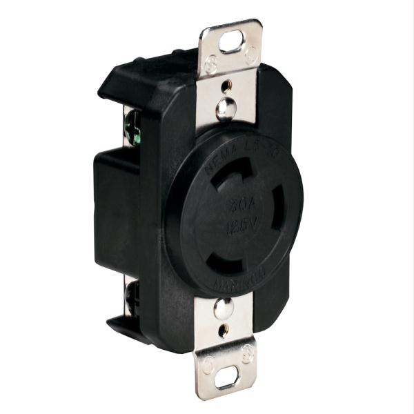 125V 30Amp Locking Receptacle - Black - NEMA L5-30R