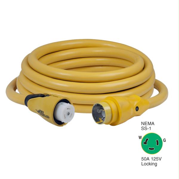 EEL 50A 125V Shore Power Cordset - Yellow - 25 in.