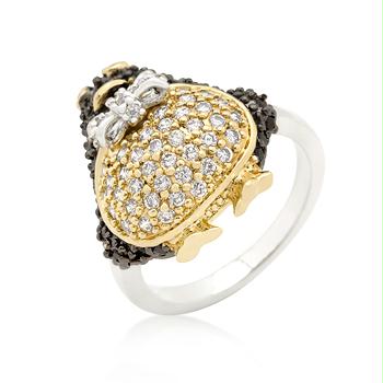 Jet Black CZ Penguin Ring- <b>Size :</b> 08