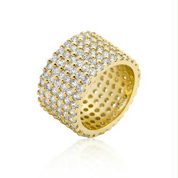 Picture of Goldtoned Wide Pave CZ Ring&#44; <b>Size :</b> 05