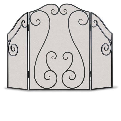 3 Panel Antique Scroll Screen - Black