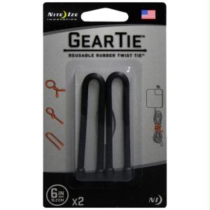 Niteize GT62PK01 Gear Tie 6 in.- 2 Pack- Black