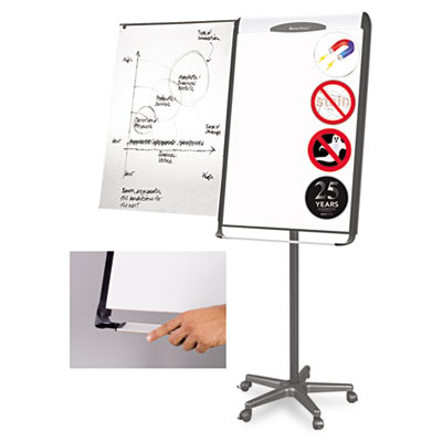 Picture of Bi-Silque Visual Communication Products EA48066720 MasterVision Platinum Mobile Easel&#44; White&#44; 29 x 41&#44; Black Frame