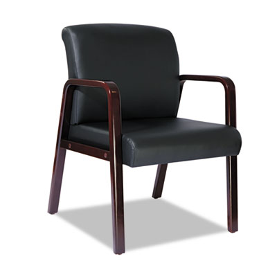 Picture of Alera RL4319M Reception Lounge Series Guest Chair- Mahogany-Black Leather
