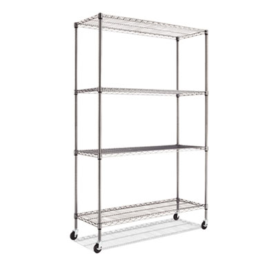 Picture of Alera SW604818BA Complete Wire Shelving Unit with Caster- 4-Shelf- 48w x 18d x 72h- Black Anthracite