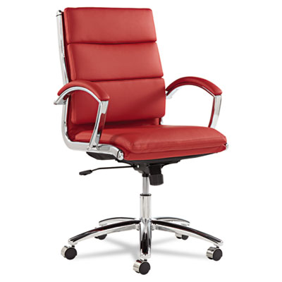 Picture of Alera NR4239 Neratoli Mid-Back Swivel-Tilt Chair&#44; Red Leather&#44; Chrome Frame