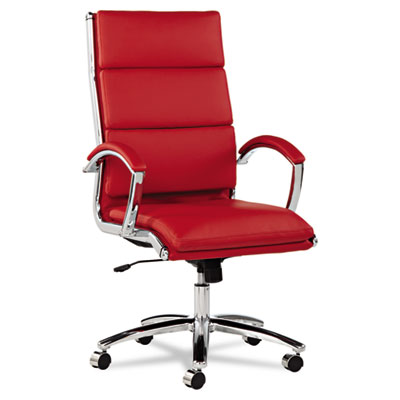 Picture of Alera NR4139 Neratoli High-Back Swivel-Tilt Chair&#44; Red Soft-Touch Leather&#44; Chrome Frame