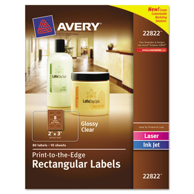 Picture of Avery 22822 Rectangle Easy Peel Labels&#44; 2 x 3&#44; Clear&#44; 80-Pack
