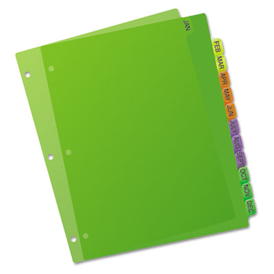 Picture of Avery 11331 Preprinted Plastic Dividers&#44; 11x8.5&#44; Jan.-Dec.&#44; Assorted